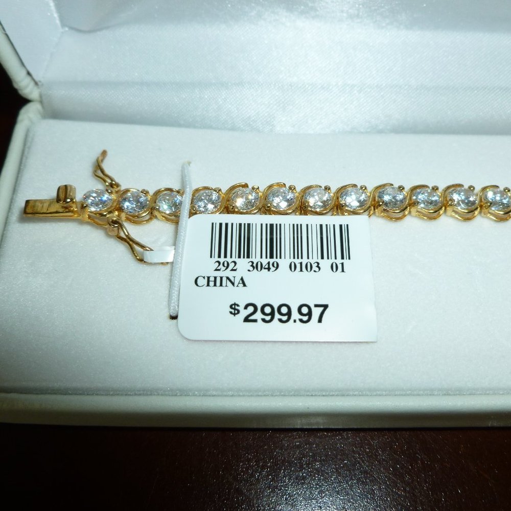 Diamon Art CZ 18K over Silver Tennis Bracelet NWT